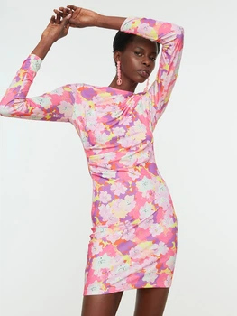 Сукня-футболка коротка літня жіноча Trendyol TPRSS22EL0482 36 Multi Color (8683045813563)