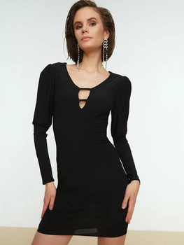 Сукня-футболка коротка осіння жіноча Trendyol TPRSS22EL0536 36 Black (8683045864183)
