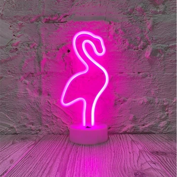 Неоновий світильник нічник Фламінго настільна декоративна лампа Neon Decoration Lamp - Рожевий