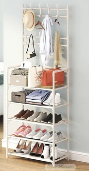 Стойка полка вешалка COSTWAY PRW 160×60×29 см з 4 полками белого цвета