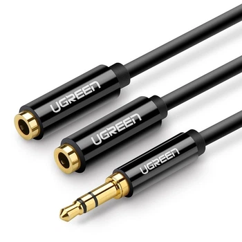 Кабель UGREEN AV134 3.5mm Male to 2x3.5mm Female 20cm Black (20816)