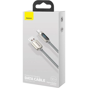 Кабель Baseus Display Fast Charging USB-USB-C, 5A, 1м Silver (CATSK-0S)