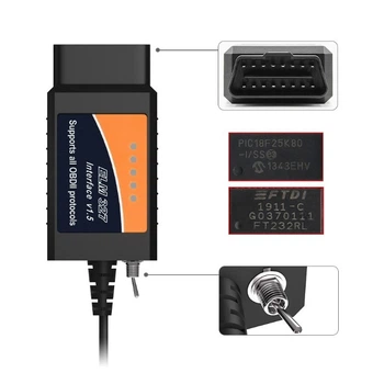 Elm 327 Usb с переключателем HS + MS CAN Чип Ftdi V1.5
