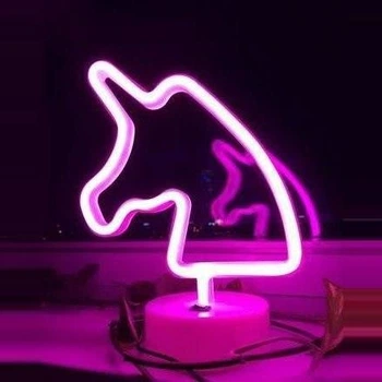 Неоновий світильник нічник Єдиноріг настільна декоративна Neon Decoration Lamp Unicorn рожеве світло