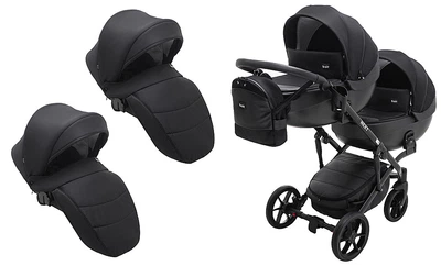 Коляска 2 в 1 для двойни Bair Next DUO Soft 02 чёрный