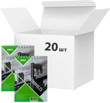 Набор блокнотов 20 шт Buromax Metropolis А6 в клетку 48 листов Салатовый (BM.24645101-15)