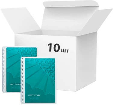 Набір зошитів для записів 10 шт. Buromax Prime A4 в клітинку 96 аркушів Бірюзовий (BM.24451101-06)