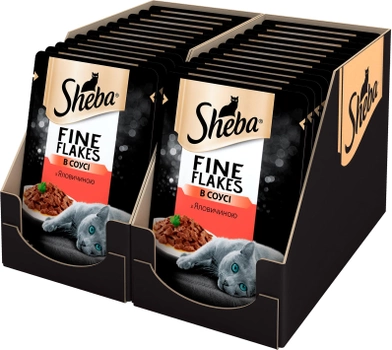 Упаковка влажного корма для котов Sheba с говядиной в соусе 85 г 24 шт (4770608261689)