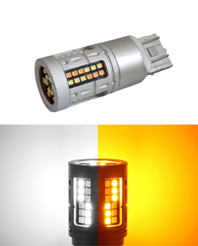 Двухцветные светодиодные лампы Led 7443 T20 W21/5W W3x16q 72SMD 2016 1500Lm 12V Белый Желтый Autoexpect (74850)