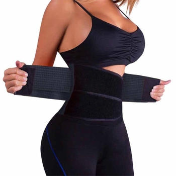 Фитнес корсет / Пояс для спины, для похудения FitnessON утягивающий с двумя липучками для талии ЧЁРНЫЙ Размер S