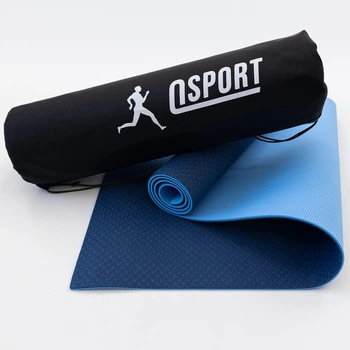 Коврик для йоги и фитнеса + чехол (мат, каремат спортивный) OSPORT Yoga ECO Pro 6мм (n-0007) Сине-голубой