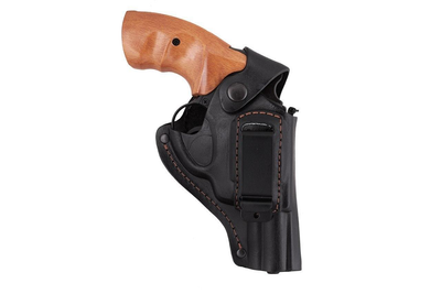 Кобура Револьвер 3 поясная скрытого внутрибрючного ношения формованная с клипсой кожа чёрная MS