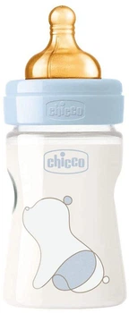 Пляшка для годування Chicco Original Touch пластикова з латексною соскою 0+ міс. 150 мл Блакитна (27610.20)