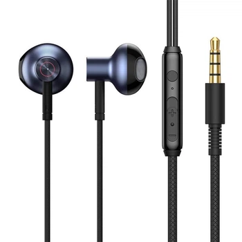 Навушники з мікрофоном BASEUS Encok Wired Earphone (3.5mm, 1,2 метри). Black-Blue