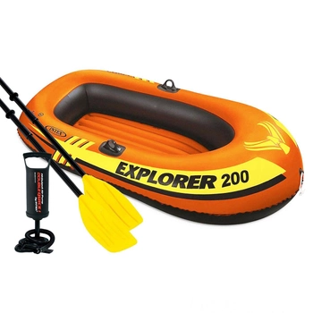 Лодка надувная 1,5-местная Intex Explorer 200, 185 х 94 см 2-х камерная в комплекте весла и ручной насос 58330-2