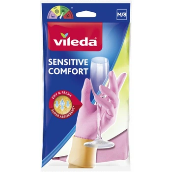 Рукавички Vileda Sensitive ComfortPlus латексні для делікатних робіт M 1 пара (4003790006883)