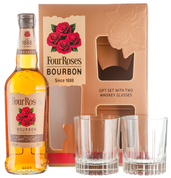 Бурбон Four Roses 0.7 л 40% у подарунковій упаковці з 2-ма склянками (1129907299078)
