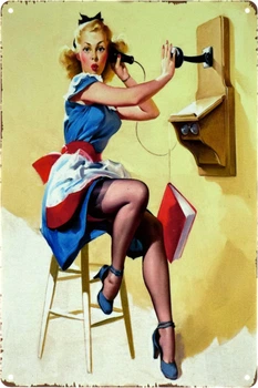 Металлическая табличка "Телефон (Pin Up)" (ms-103488)
