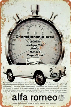 Металлическая табличка "Alfa Romeo (Le Mans, Nurburg Ring, Monza, Monaco, Targa Florio)" (ms-103424)
