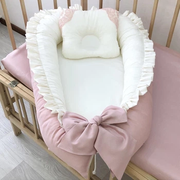 Кокон гнездышко для новорожденных Carus Textile однотон 70*35 пудра