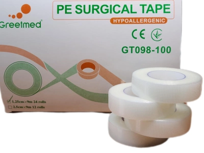 Упаковка пластирів медичних хірургічних Greetmed з поліетилену 1.25 см х 9 м 24 шт. (GT098-100/1)