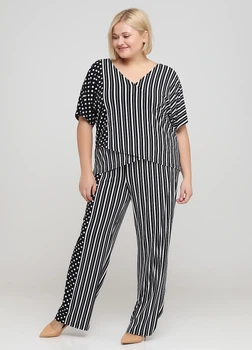 Костюм (брюки+кофта) Ukreina Трикотажный 5XL 72-74 Полоска с горохами T21Bru0004/T21Kof0005