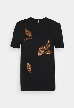 Футболка ONLY ONLKITA REG S/S LEAF/MOON TOP BOX JRS XS Черный 15246473-Black-Print:BIG LEAVES