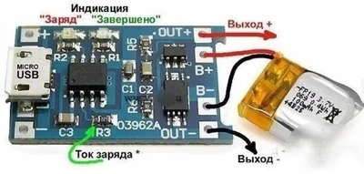 Контроллер заряда, зарядное устройство TP4056 литиевого LI-ION/Po аккумулятора 18650 с защитой MicroUSB плата/модуль зарядки Li-ion/Po (587079441) Синий
