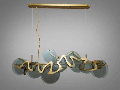 Люстра подвес с круглыми стеклянными элементами. EcoLed Y21053/L1000BK+HR