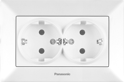 Розетка Panasonic Arkedia Slim двойная с заземлением Белая (WNTC02052WH-UA)