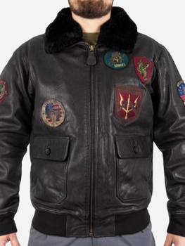 Куртка льотна шкіряна MIL-TEC Sturm Flight Jacket Top Gun Leather with Fur Collar 10470002 L Black (2000980537310)