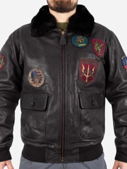 Куртка льотна шкіряна MIL-TEC Sturm Flight Jacket Top Gun Leather with Fur Collar 10470002 M Black (2000980537327)