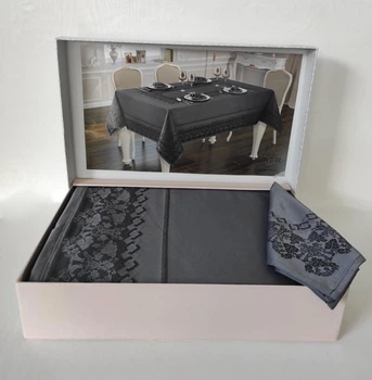 Скатертина Set Maison D'or 160х320+8psc Palmer Grey-Black