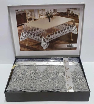 Силиконовая скатерть с кружевом Maison Royale 160х300 Lukka Grey
