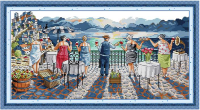 Набір для вишивання за нанесеною на канву схемою "Leisure life 2". AIDA 14CT printed 59*33 см