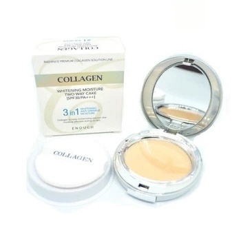 Пудра для лица с коллагеном со сменным блоком 21 тон Enough Collagen 3 in 1 Two Way Cake