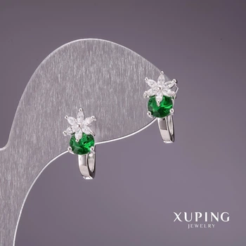 Сережки Xuping із зеленими каменями 17х7мм родій, ida56742