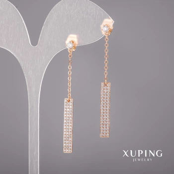 Серьги Xuping с белыми камнями 4х53мм Позолота 18К, ida57160