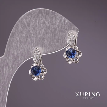 Сережки Xuping з синіми каменями 17х9мм родій, ida56737