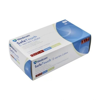 Рукавички латексні Medicom нестерильні опудренниє SafeTouch E-Series (розмір S) 50 пар