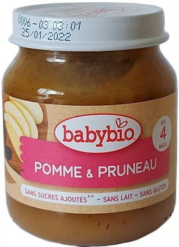 Органическое пюре Babybio из яблока и чернослива с 4 месяцев 130 г (3288131500768)