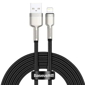 USB кабель Lightning для iPhone iPad Baseus Cafule Metal Series Data Cable (1m, 2.4A, 480 Mbps). Black