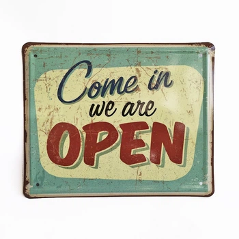 Металлическая табличка "Come in we are OPEN" для декора дома, декор стен, кафе