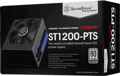 Блок питания SilverStone STRIDER ST1200-PTS(1200W),80+Plat,aPFC,12см,24+2x8,8xSATA,8xPCIe,+6,мод. (SST-ST1200-PTS)