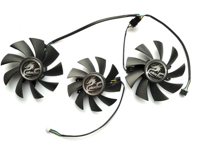 Вентилятор для видеокарты Colorful iGame RTX 2060 2070 2080 GTX 1660 комплект 3 шт (№356)