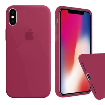 Чохол Silicone FULL case для IPhone Xs max Rose red бордовий