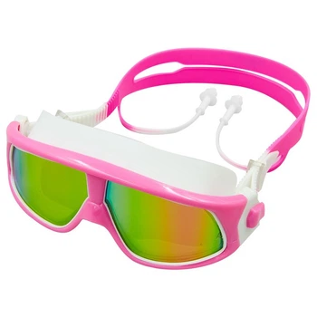 Очки полумаска для дайвинга и плавания с берушами Zelart S5025 Pink-White