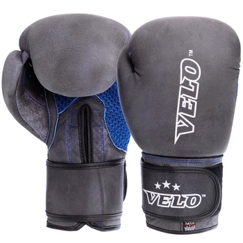 Перчатки боксерские кожаные Velo Star 2209 размер 12 унций Deep Grey-Blue