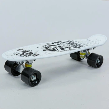 Скейт Пенні Борд Penny Board Skull 13-5 з черепом White-Black