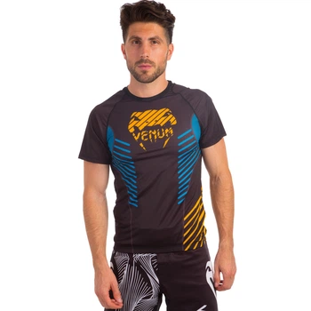 Рашгард мужской с коротким рукавом Venum Plasma Heroe 8139 размер XL (48-50) Black-Orange-Blue